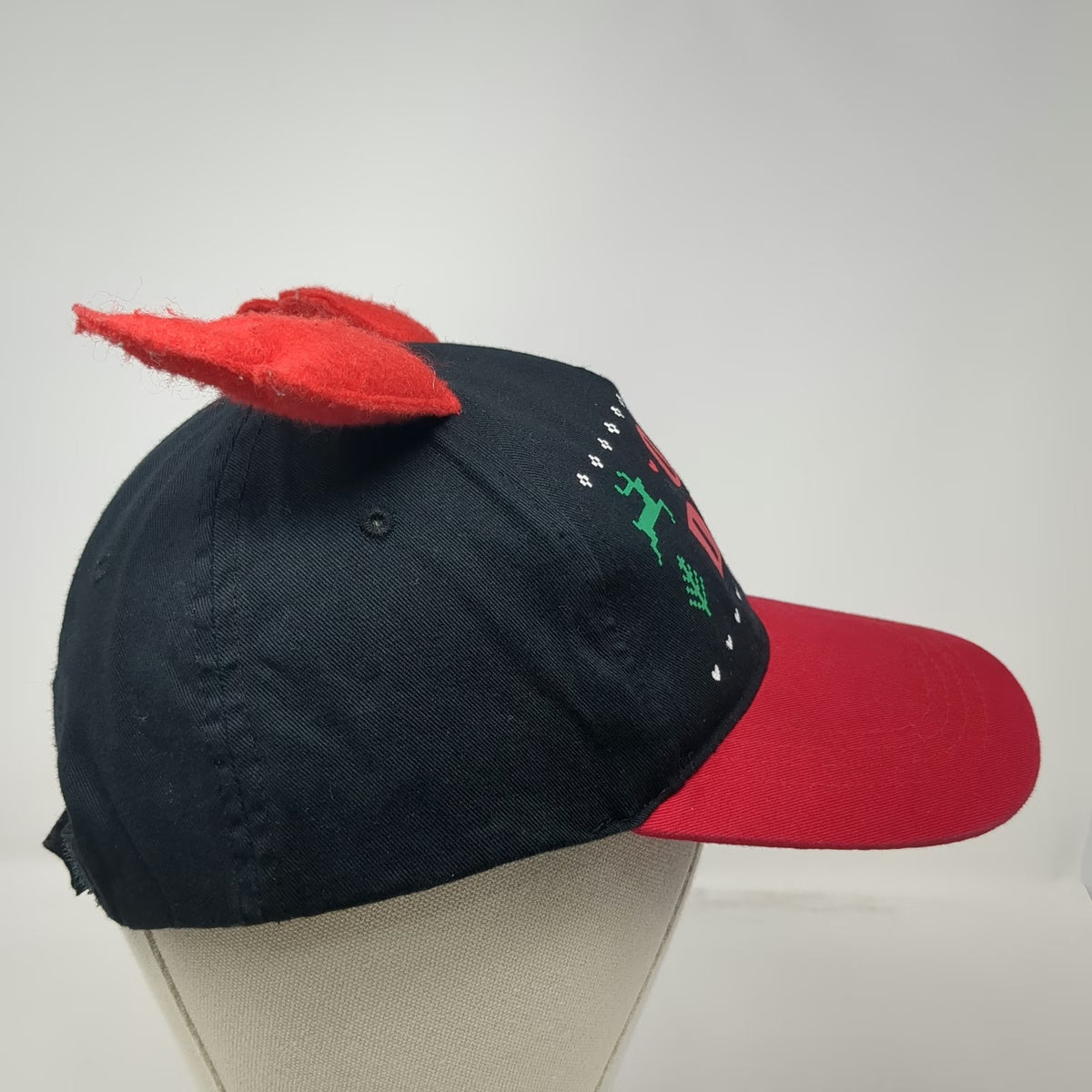 5 Panel Black Red Hat OSFM Oh Deer Reindeer Antlers Christmas Holiday Graphic