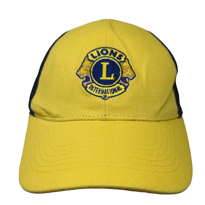 Lions Club International Strapback Hat Yellow One Size Colorblock Mesh Trim