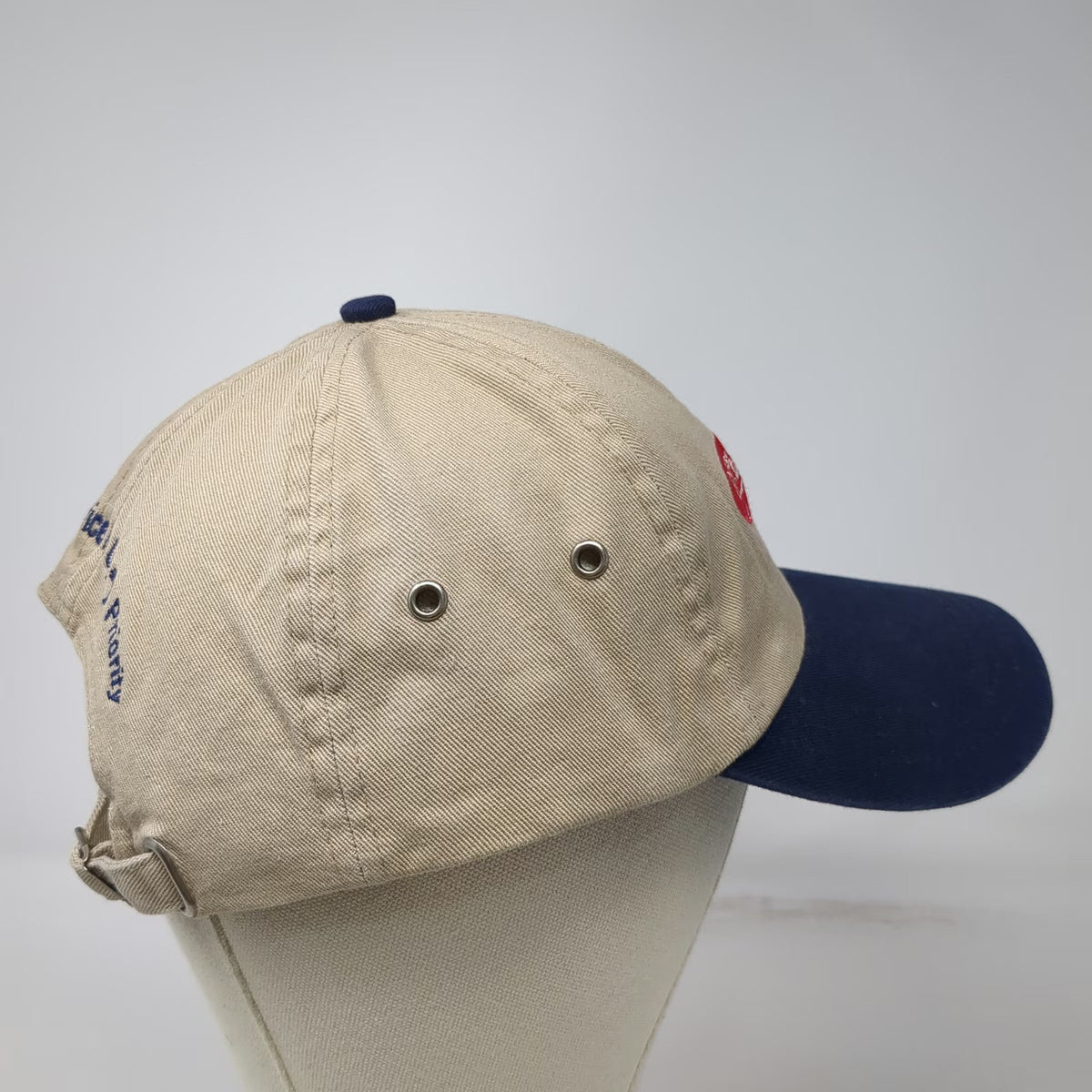 HeadShot OfficeMax Baseball Cap Beige Blue One Size Slideback Corporate Hat
