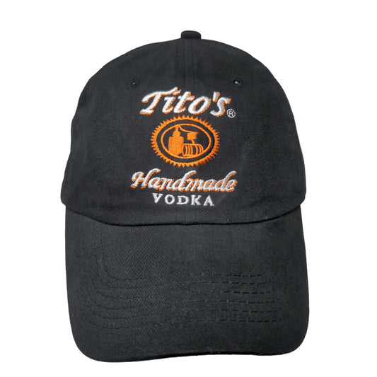 Tito's Handmade Vodka Men's Slideback Hat Black Embroidered Logo Austin Texas