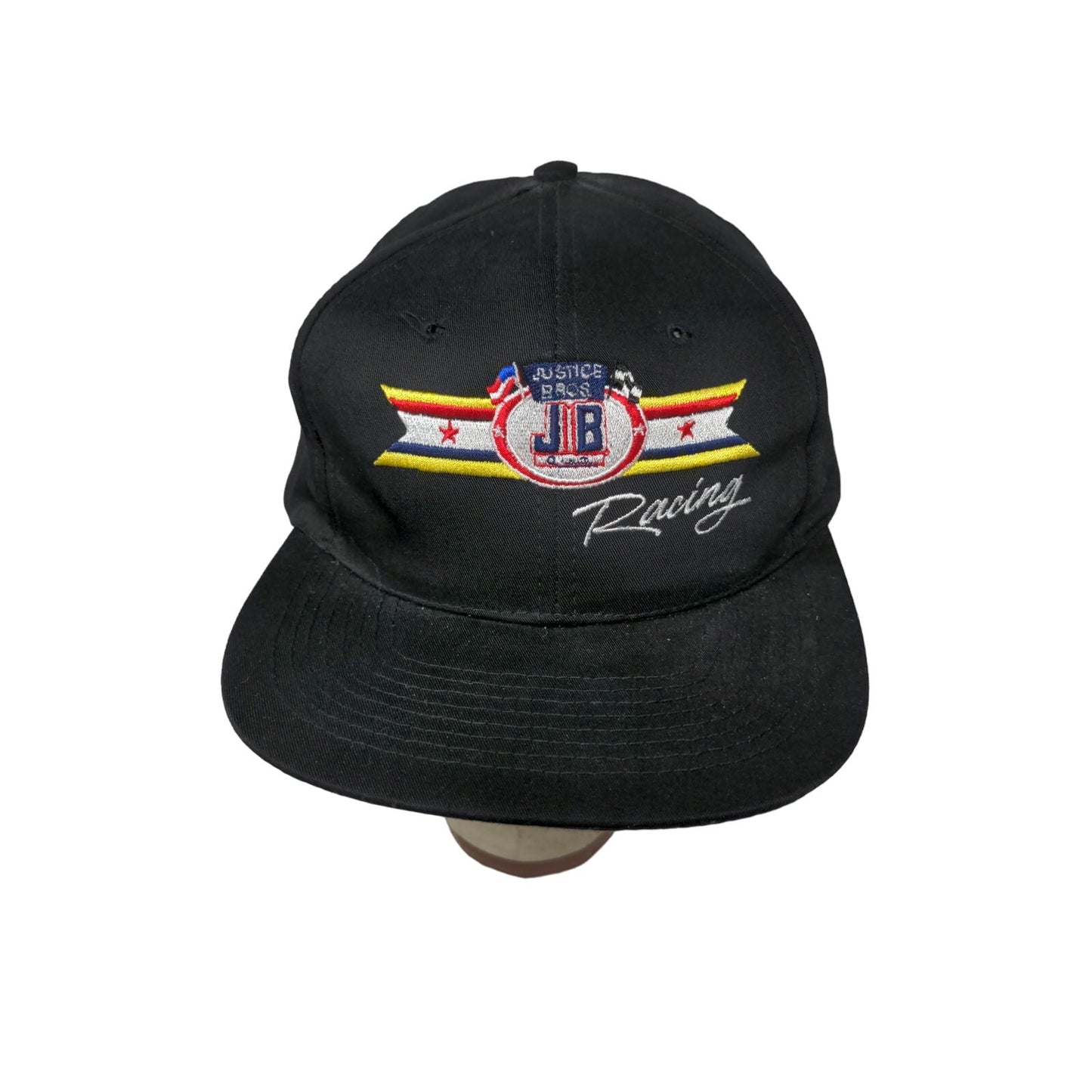 JB Justice Bros Racing Snapback Adjustable Hat Embroidered Logo Black