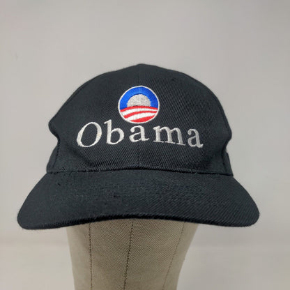 Obama Men's Strapback Hat Black Embroidered Logo 2008 Presidential Acrylic