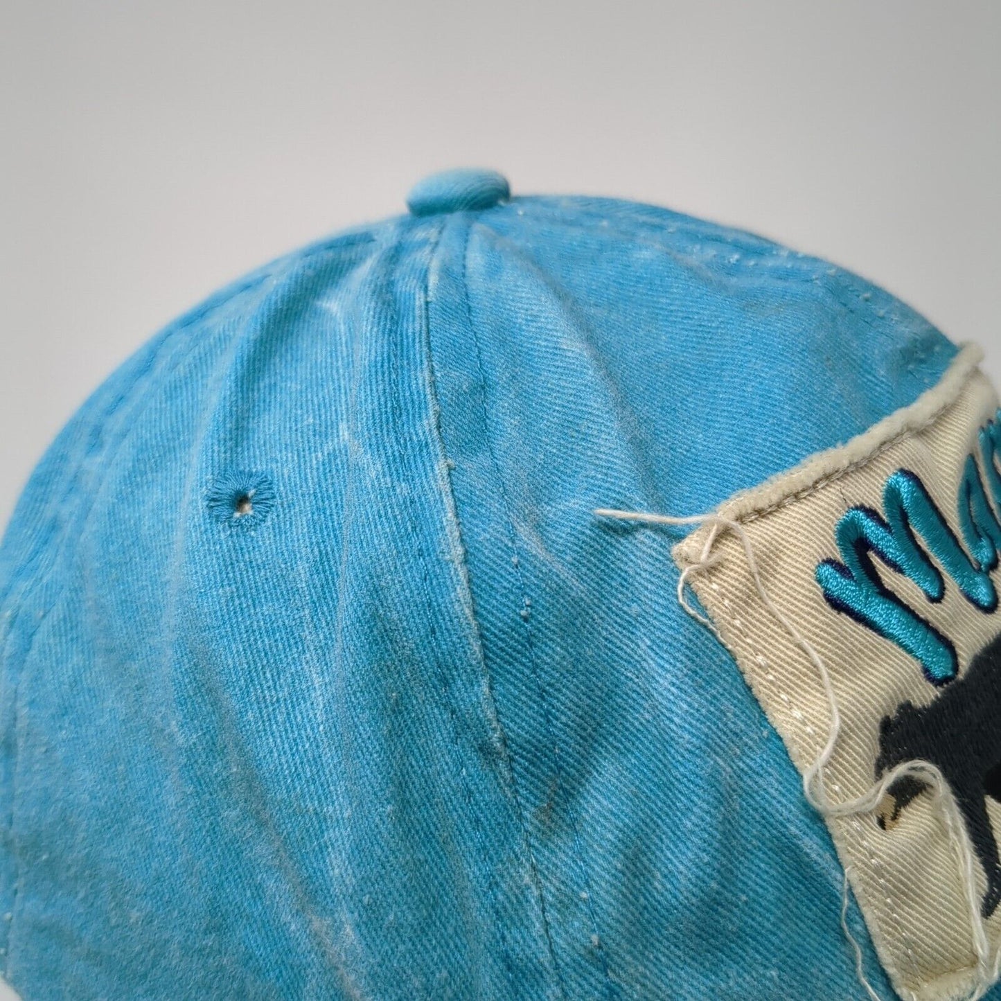Mama Bear Strapback Hat Blue One Size Adjustable Embroidered Distressed