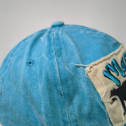 Mama Bear Strapback Hat Blue One Size Adjustable Embroidered Distressed