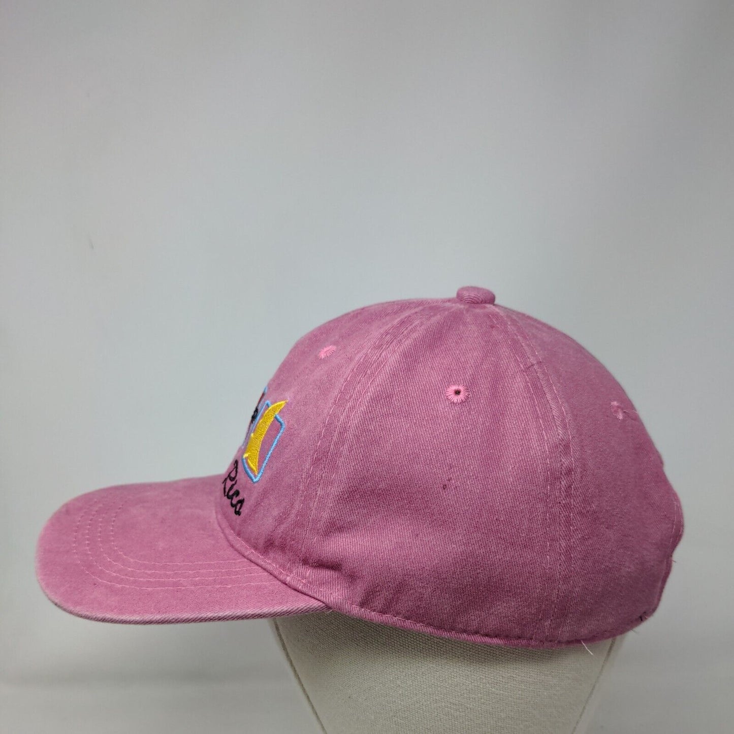 Puerto Rico Strapback Hat Pink One Size Embroidered Adjustable