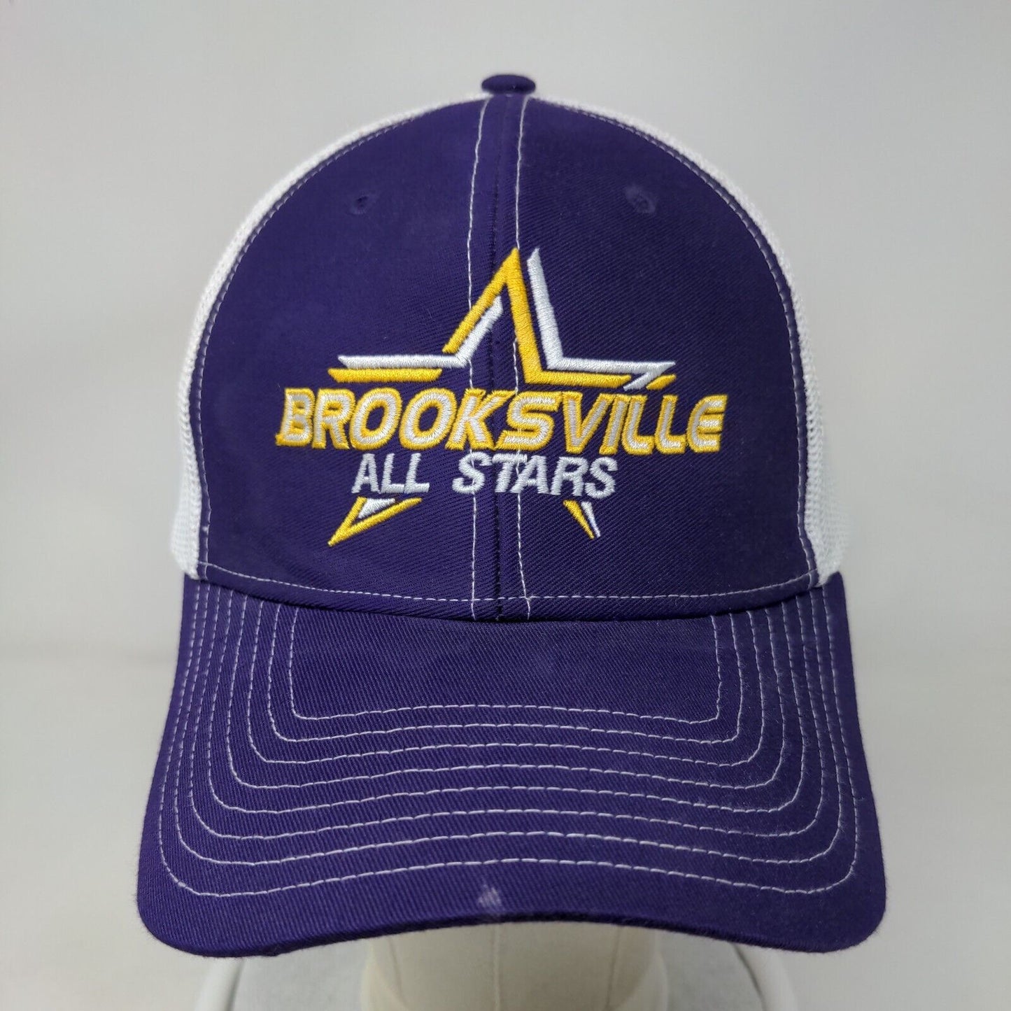 Brooksville All Stars Snapback Mesh Back Trucker Hat Purple Embroidered Logo