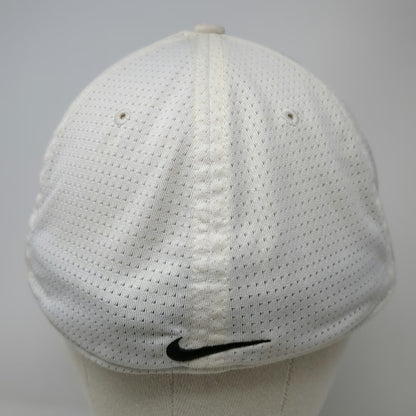 Nike Baseball Cap White XL Fitted Mesh Back Swoosh Logo Golf Athletic Sport Hat