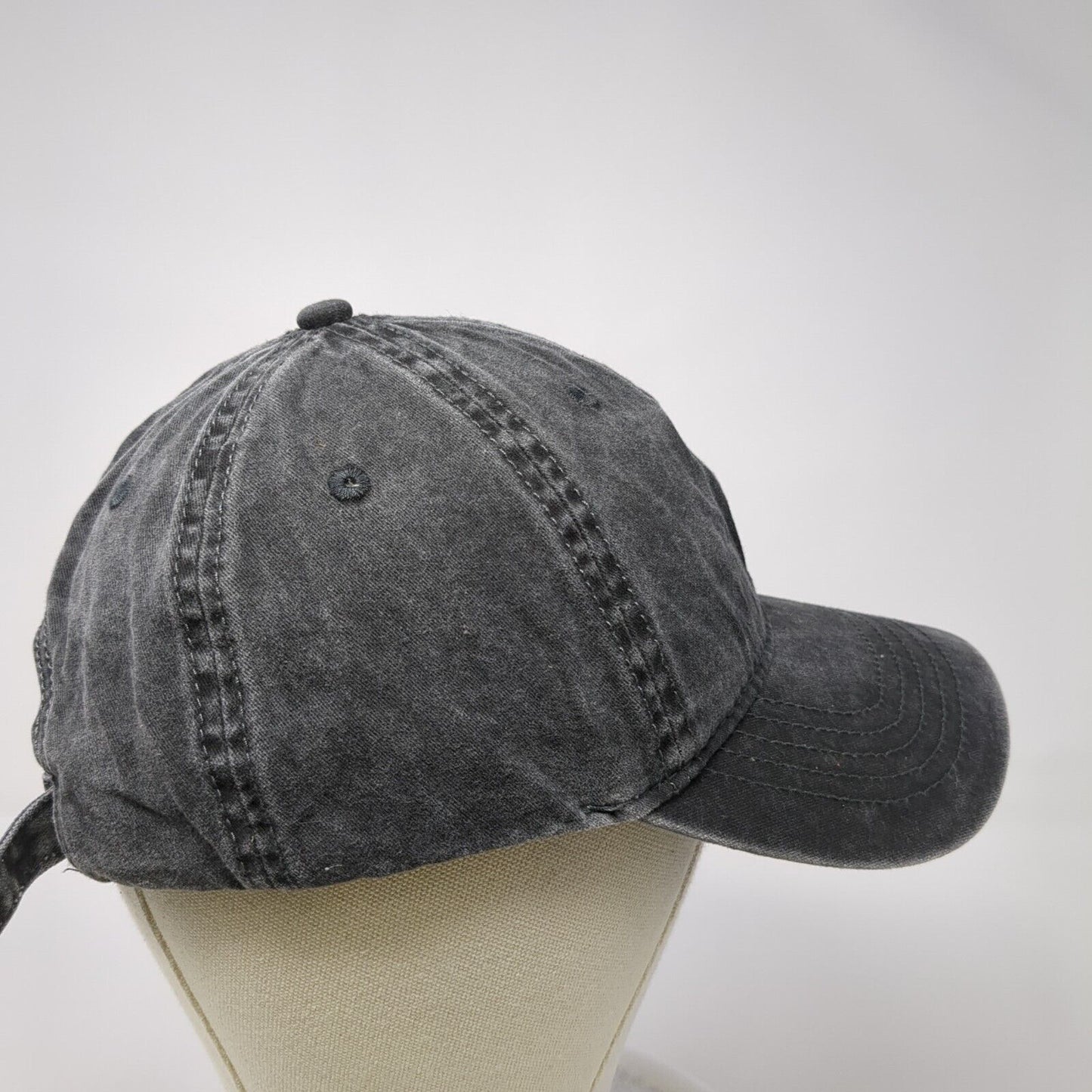 Unbranded Slideback Hat Black OS Adjustable Vented Holes 6 Panel Blank Cotton
