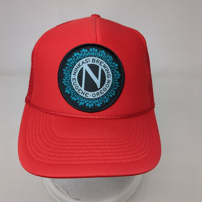Ninkasi Brewing Snapback Trucker Hat Red OSFM Adjustable Mesh Back Rope Otto