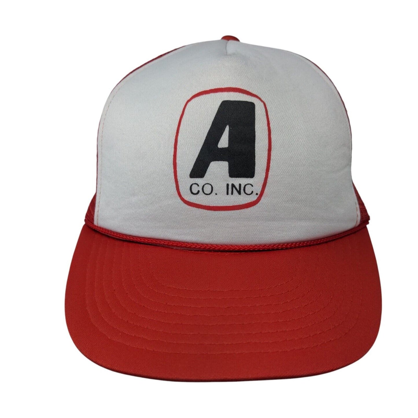 A Co Inc. Snapback Trucker Hat Red OSFA Adjustable Mesh Back Rope Mohr's