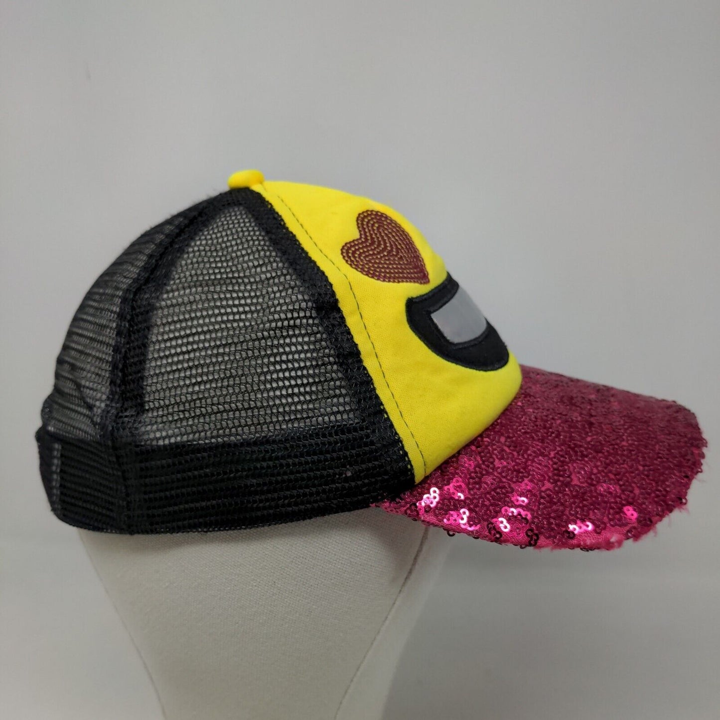 Unbranded Girl's Snapback Mesh Back Hat Multicolor Smiley Face Sparkly