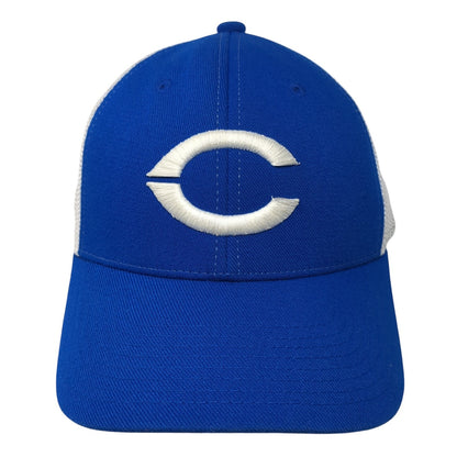 Blazers Fitted Mesh Back Trucker Hat Blue Medium Embroidered Logo Legacy