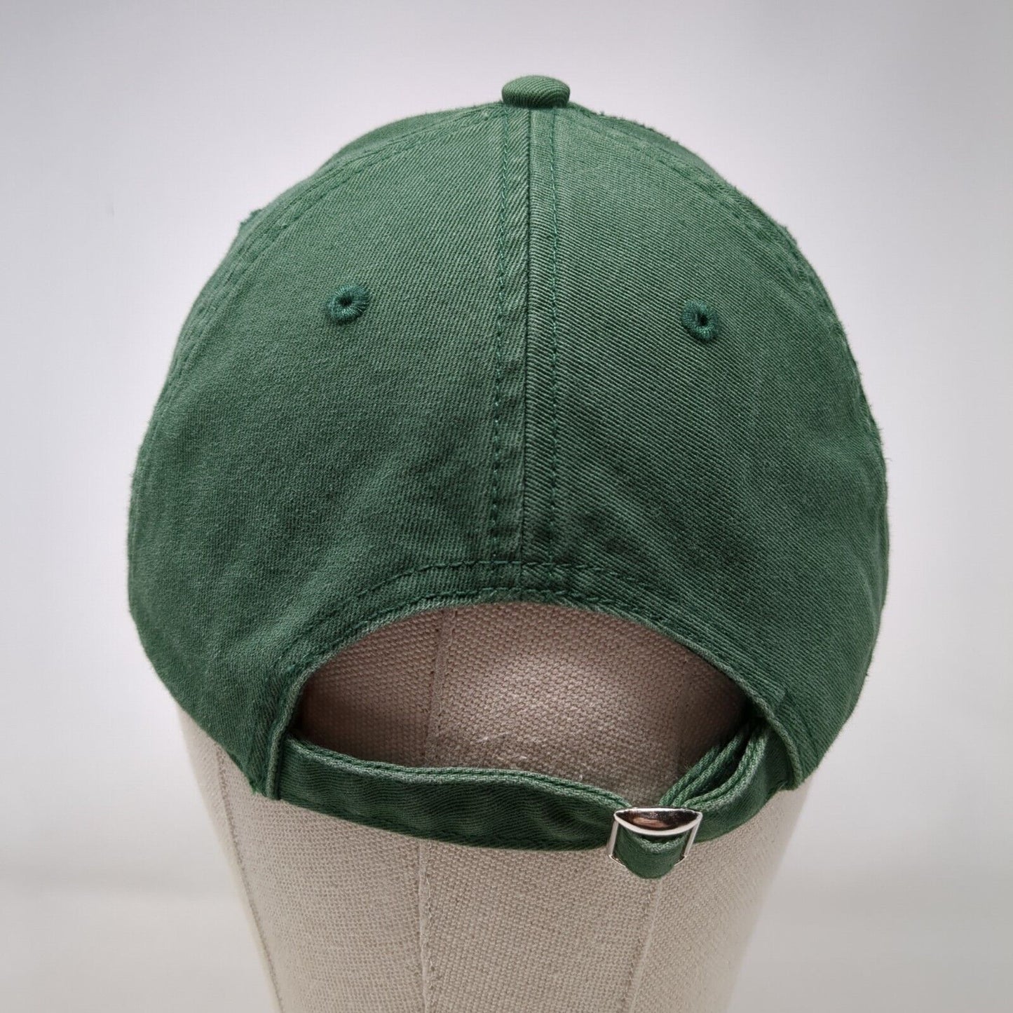 Happy Camper Slideback Hat Green OSFA Adjustable Embroidered Mighty Fine Cotton