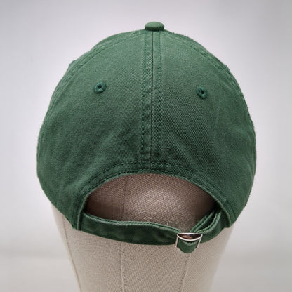 Happy Camper Slideback Hat Green OSFA Adjustable Embroidered Mighty Fine Cotton
