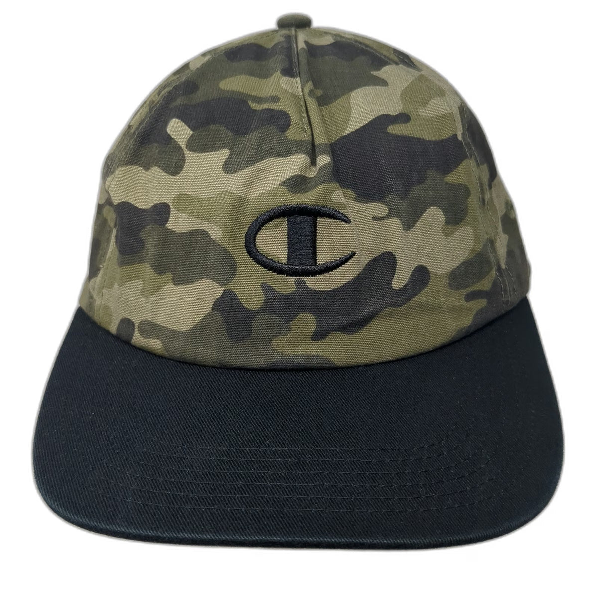 Champion 5 Panel Green Black OSFM Camo Flat Brim Snapback Cotton Hat Streetwear