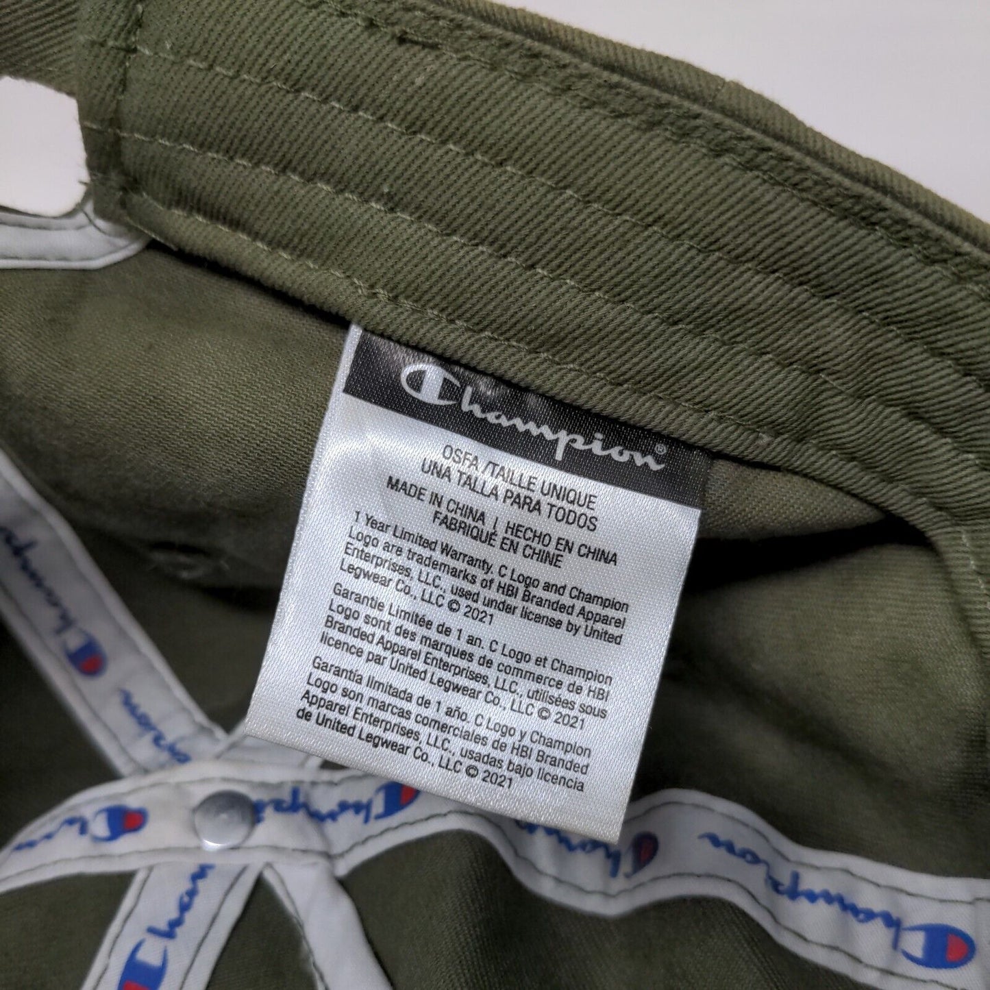 Champion Slideback Hat Green OSFA Adjustable Solid Vent Holes