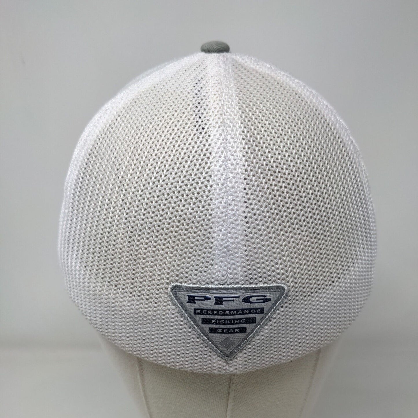 Columbia PFG Fitted Trucker Hat Gray S/M Embroidered Patriotic Mesh Back