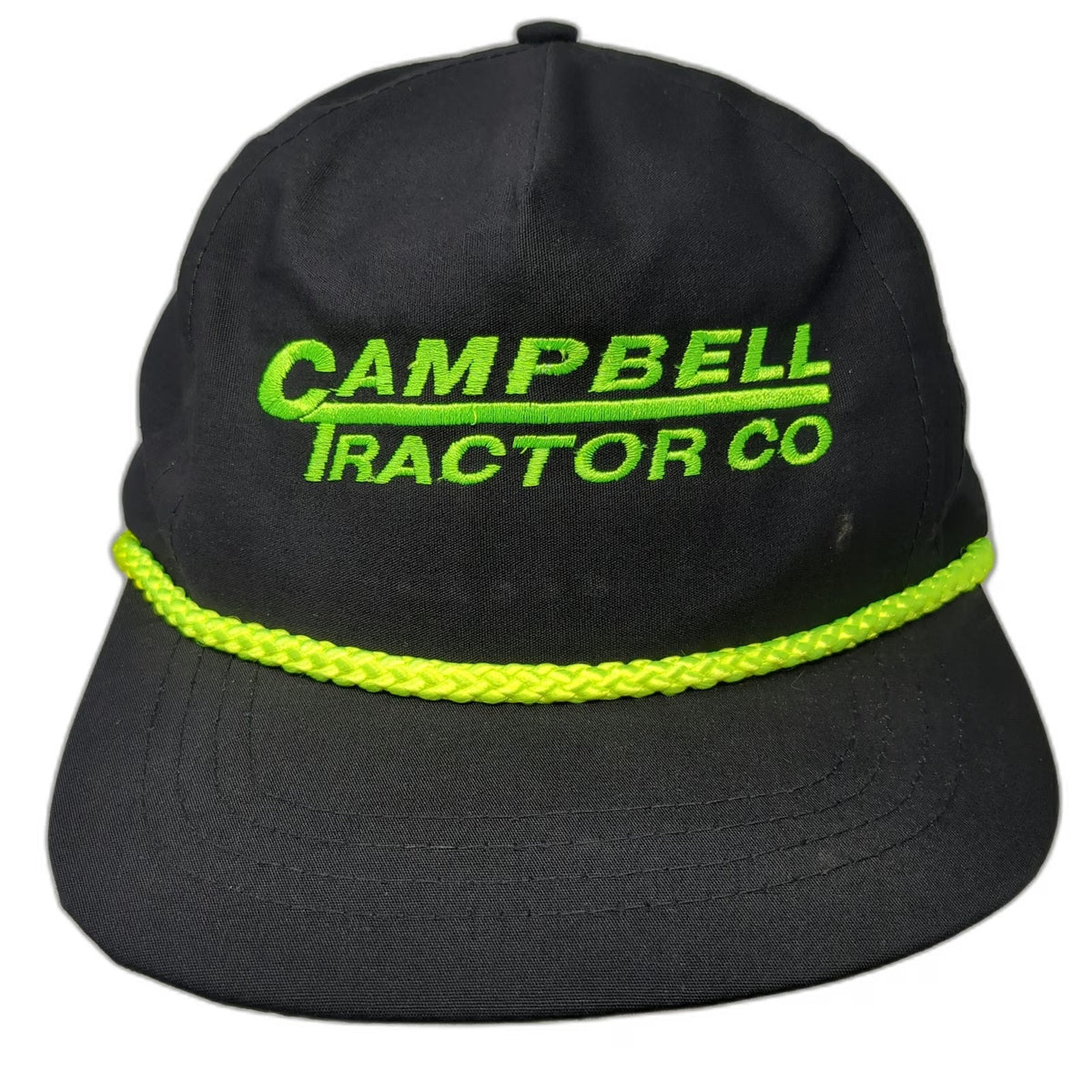Sportcap 5 Panel Black Campbell Tractor Co Rope Snapback Green Hat Vintage