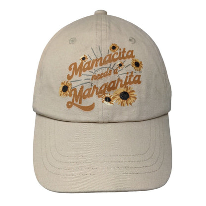 Mamacita Needs A Margarita Snapback Hat Tan OSFM Adjustable 6 Panel