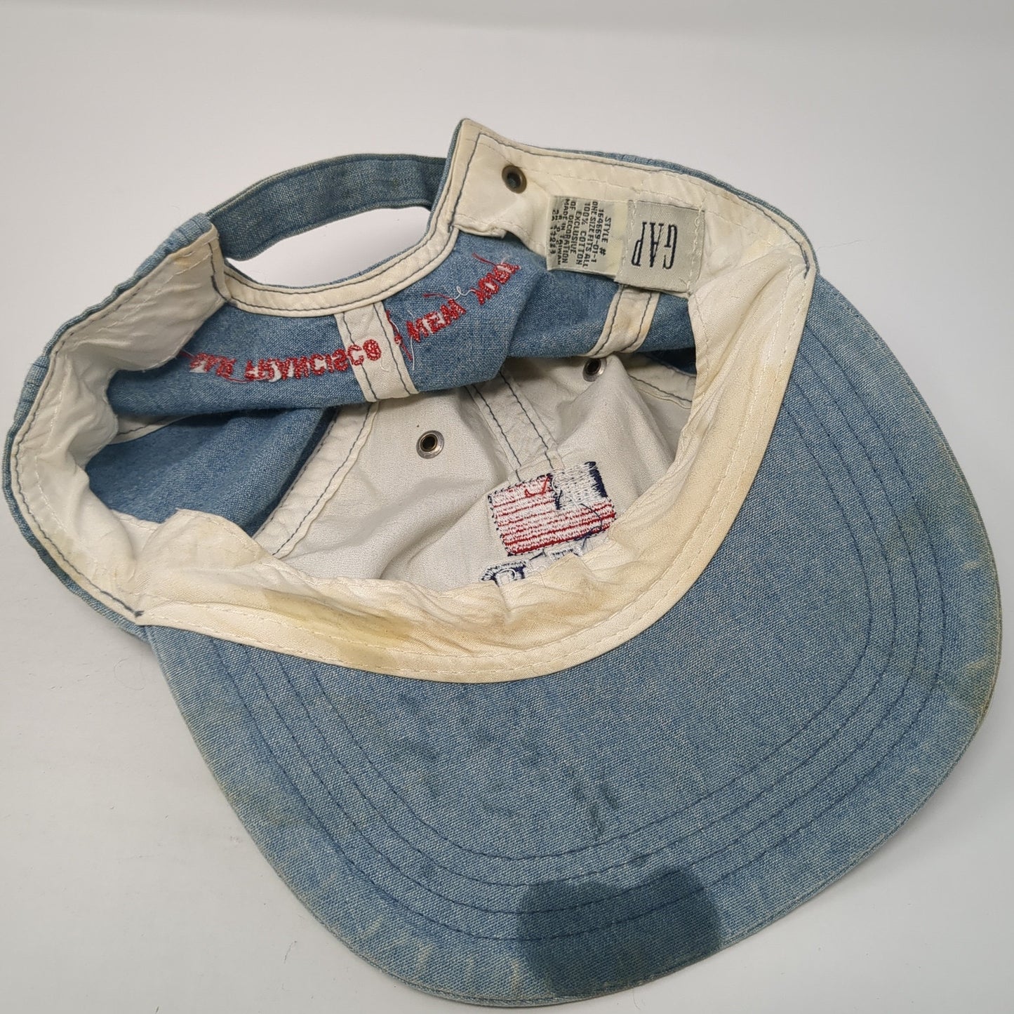 GAP 1969 USA Flag Slideback Hat Blue One Size Adjustable Embroidered