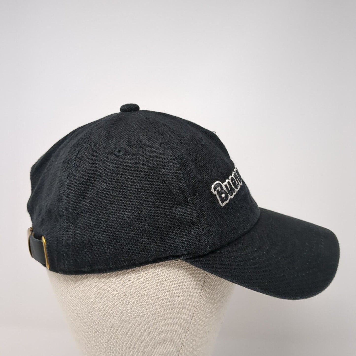 Buenas Vibras Slideback Hat Black One Size Adjustable Leather Strap