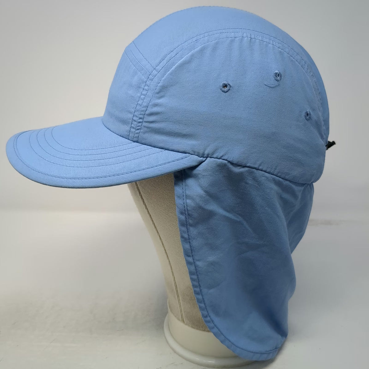 L.L.Bean 5 Panel Blue Hat M Neck Flap Sun Cape Buzz Off Insect Shield Adjustable