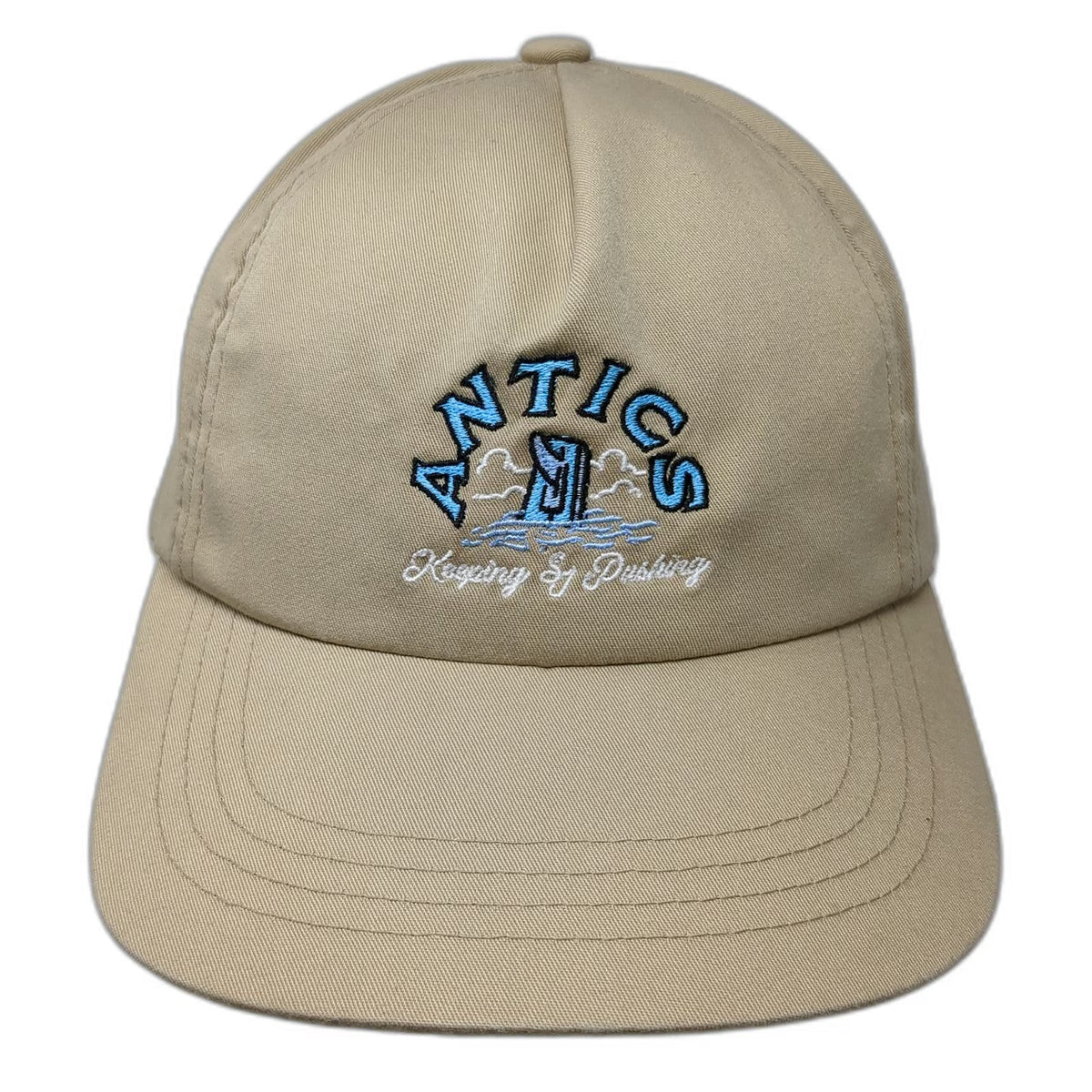 Yupoong 5 Panel Beige One Size Antics Keeping & Pushing Snapback Hat Curved Brim