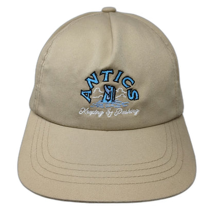Yupoong 5 Panel Beige One Size Antics Keeping & Pushing Snapback Hat Curved Brim