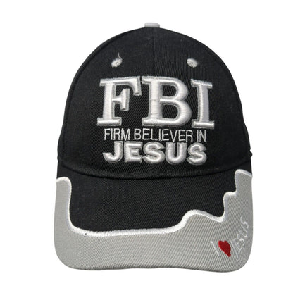 FBI Firm Believer In Jesus Strapback Hat Black OS Adjustable Embroidered KYS