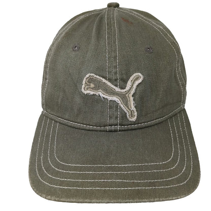Puma Baseball Cap Green One Size Leaping Cat Contrast Stitching Slideback Hat