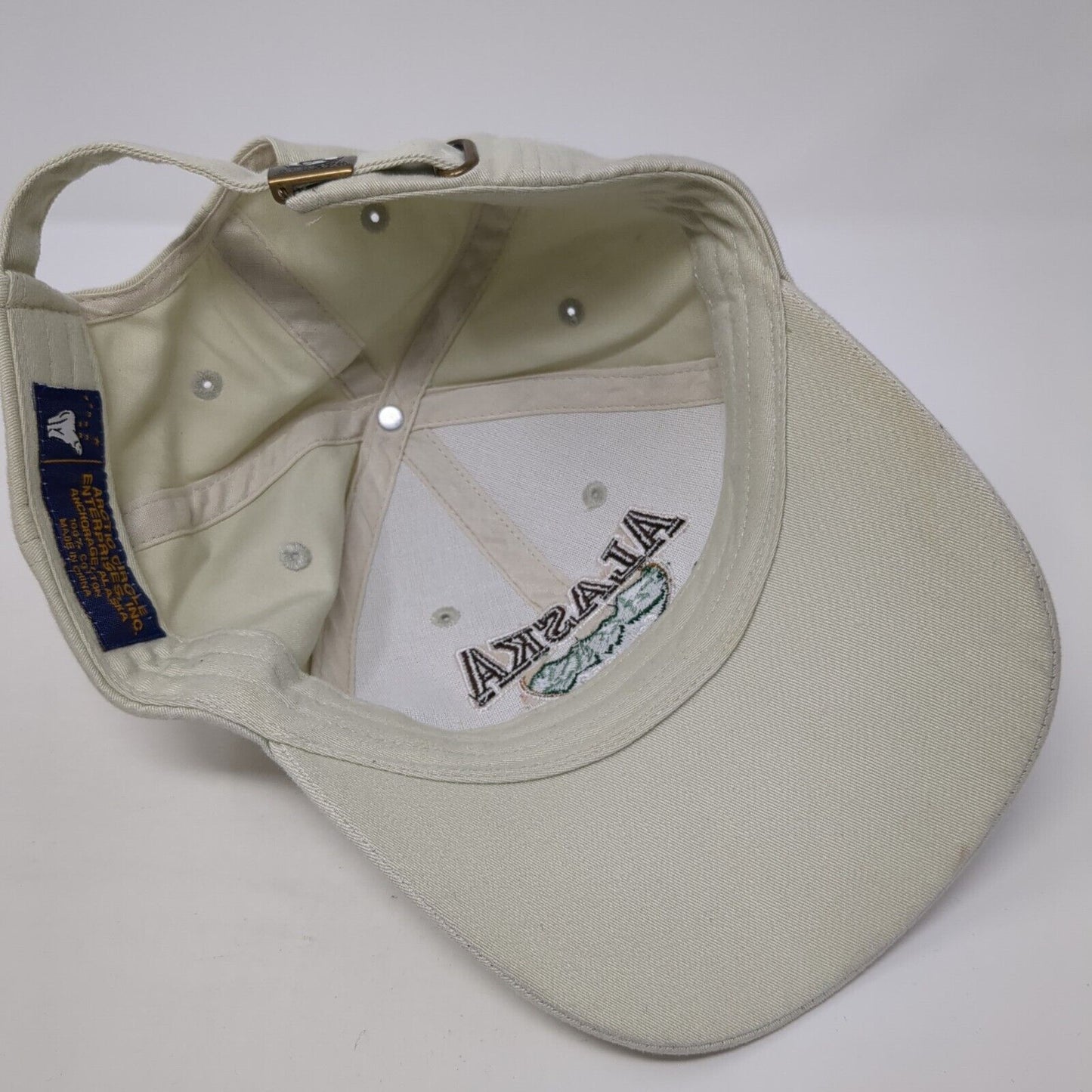 Alaska The Last Frontier Slideback Hat Tan One Size Embroidered 6 Panel