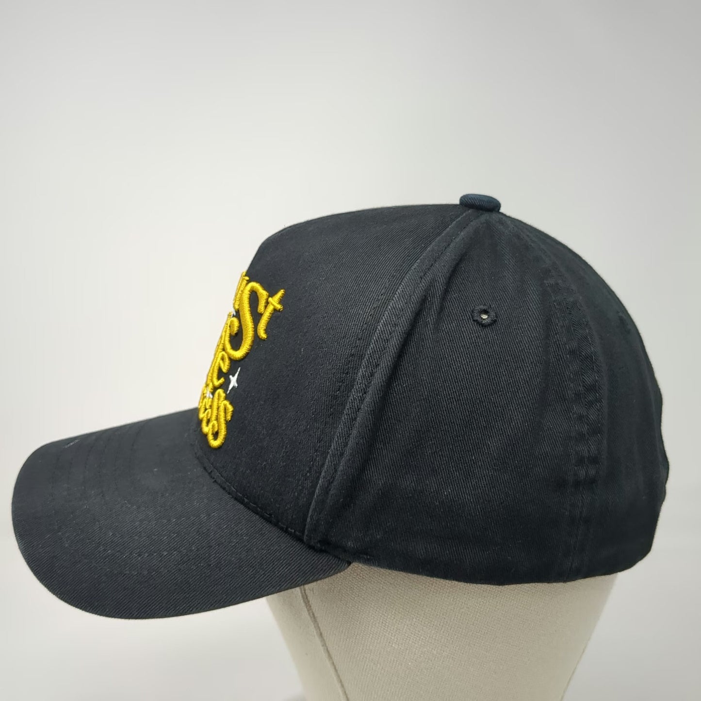 muka 5 Panel Hat Black One Size Snapback Trust the Process Gold Embroidered