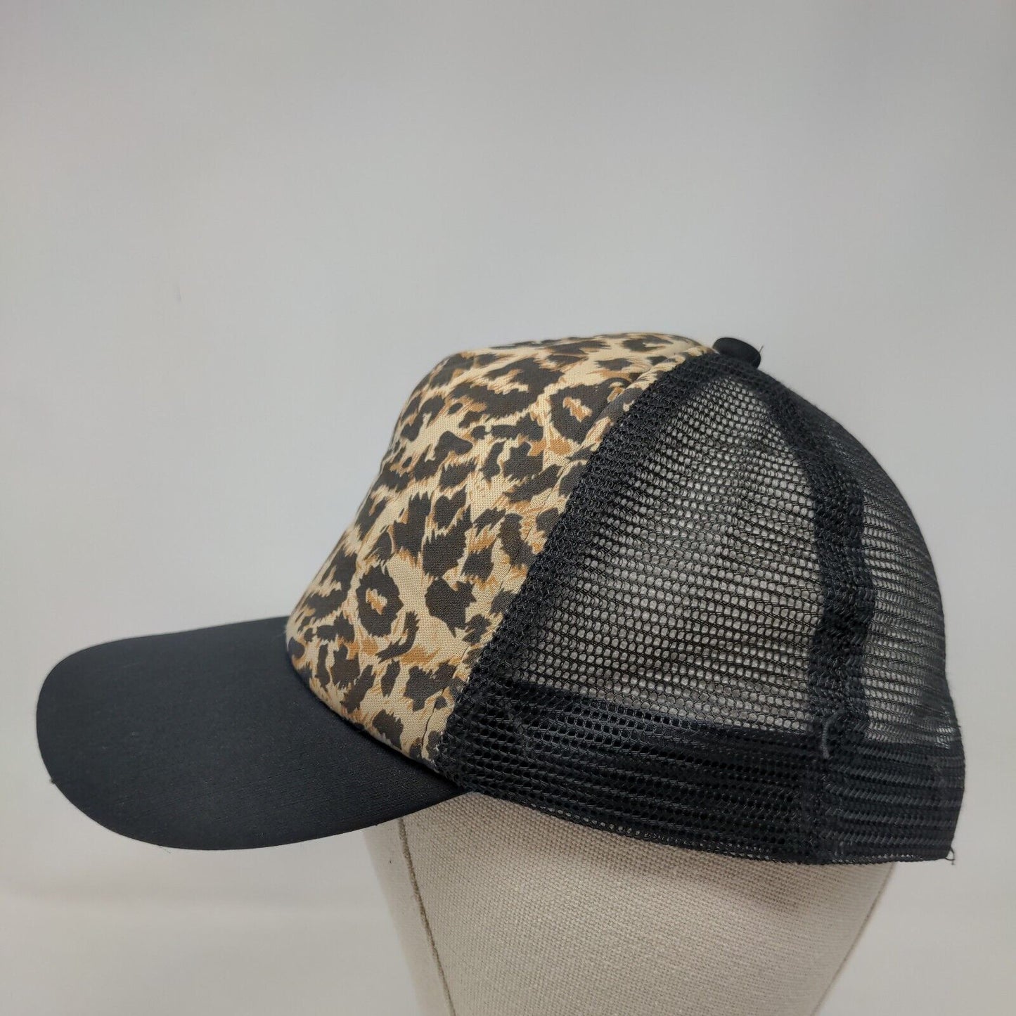 Leopard Print Snapback Mesh Back Trucker Hat Multi OSFA Adjustable