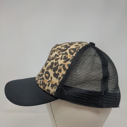 Leopard Print Snapback Mesh Back Trucker Hat Multi OSFA Adjustable