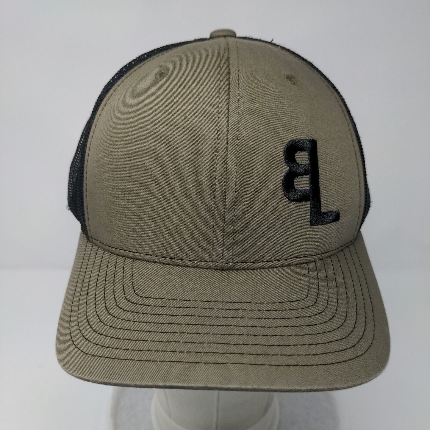 Richardson Snapback Mesh Back Trucker Hat Tan OSFA Embroidered Logo