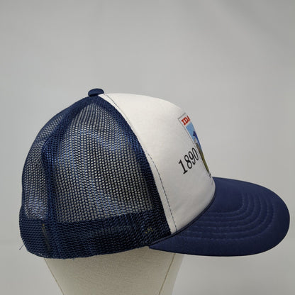 Idaho USA 25 1890-1990 Snapback Trucker Hat Blue One Size Adjustable Mesh Back
