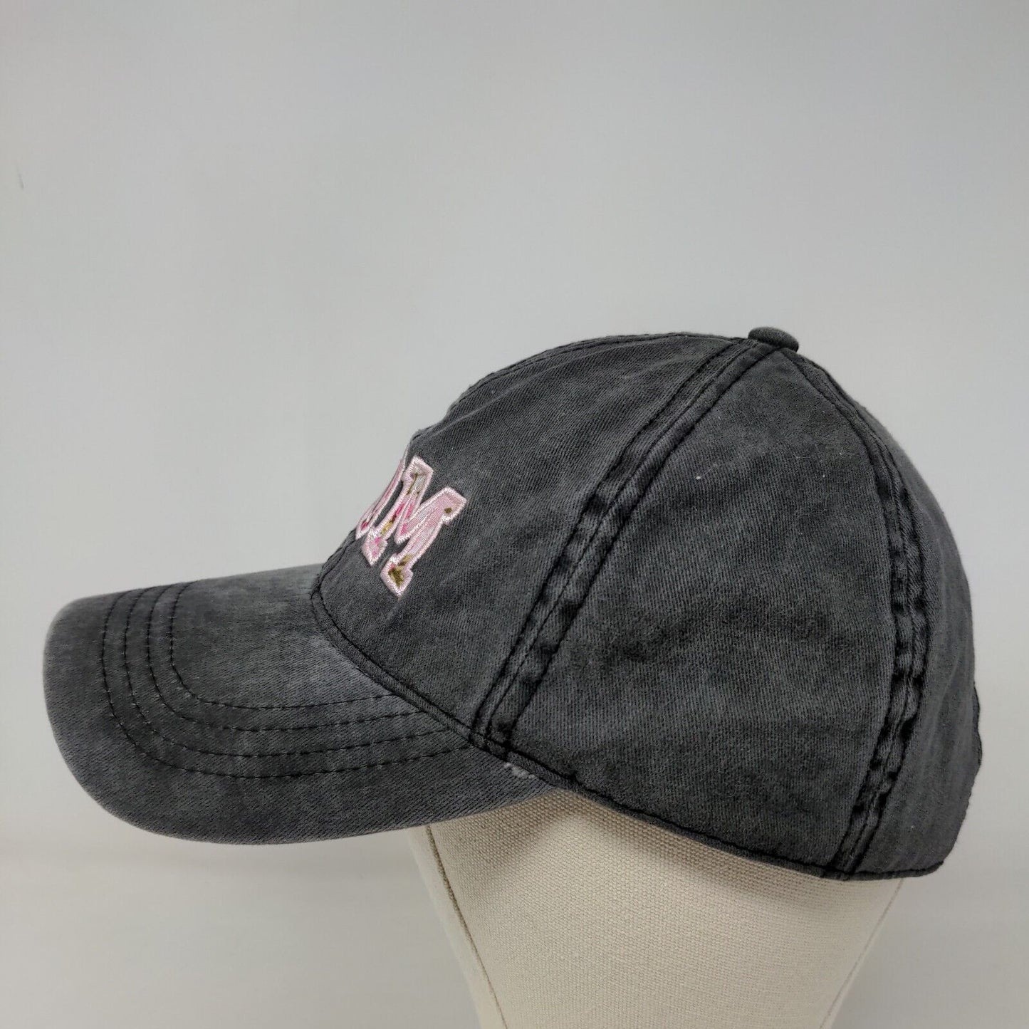 David & Young Women's Slideback Hat Gray Size OSFM Embroidered MOM Logo Cotton