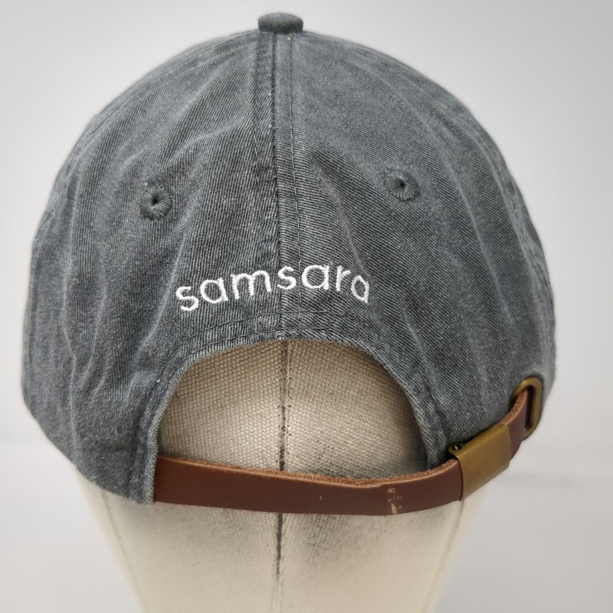 Adams Baseball Cap Gray One Size Leather Strapback Owl Logo Samsara Hat