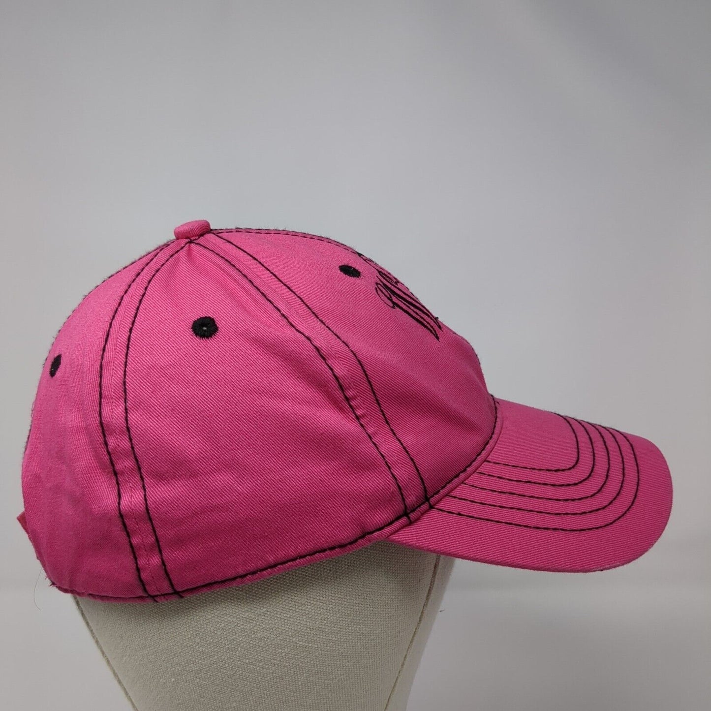 WTA Monogram Strapback Hat Pink One Size Adjustable Embroidered 6 Panel Cotton