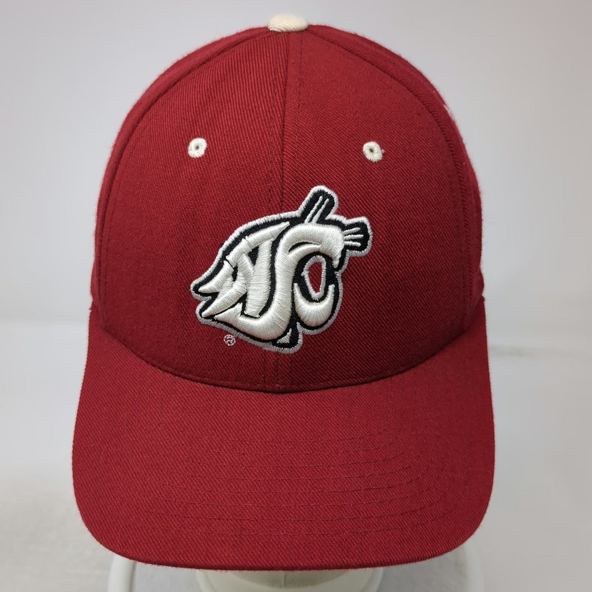 Washington State Cougars NCAA Zephyr Cap Red White Black 7 3/8 Fitted WSC Wazzu