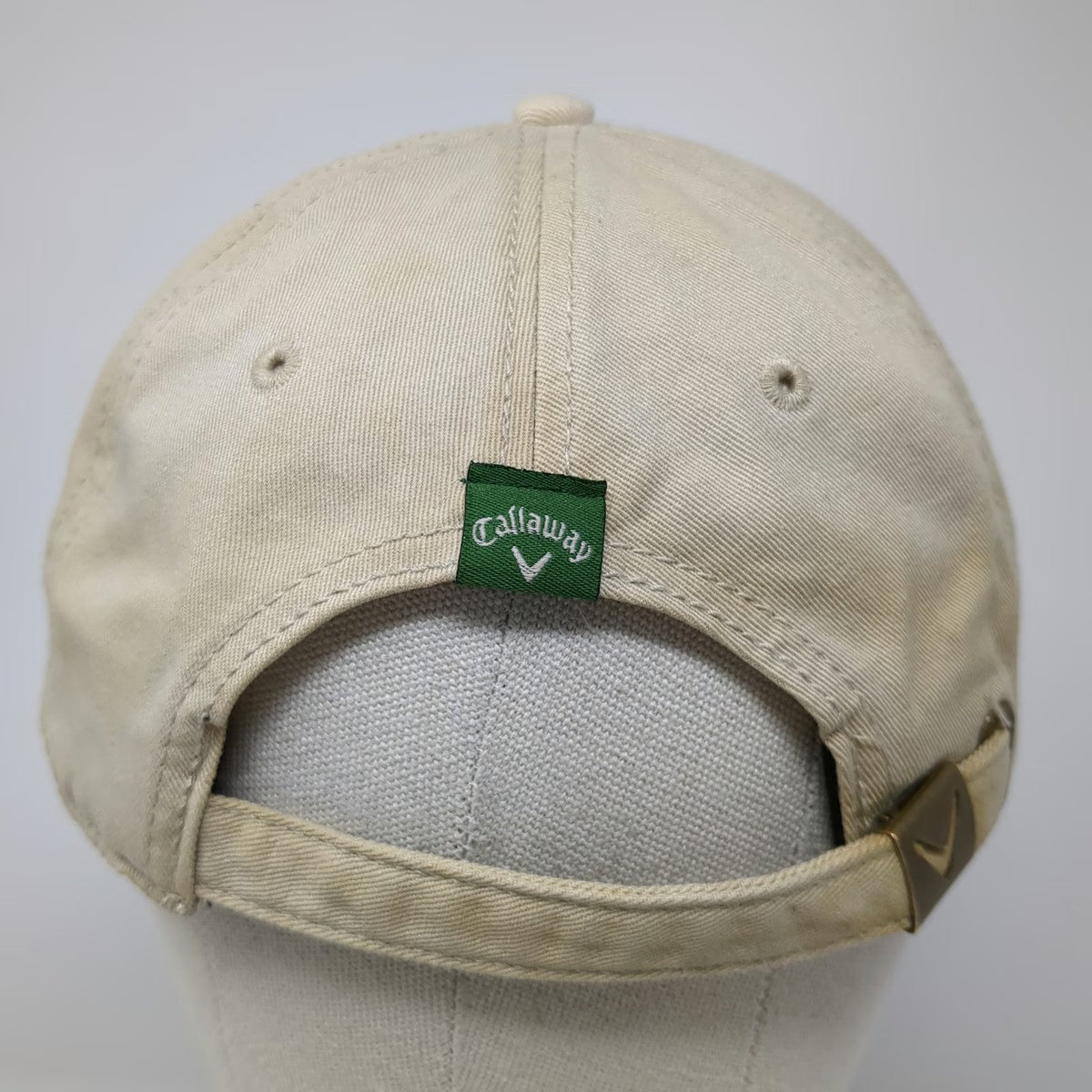 Callaway Baseball Cap Beige One Size Hat Embroidered Logo Slideback Golfing
