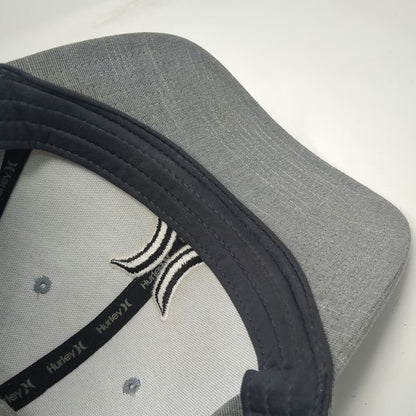 Hurley Baseball Cap Gray M Flexfit Embroidered Logo Curved Brim Stretch Hat