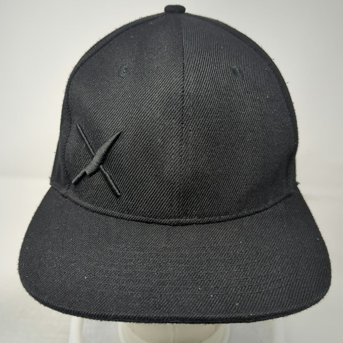 Mercer Snapback Black One Size Flat Brim Tonal Logo X Embroidery Adjustable Hat