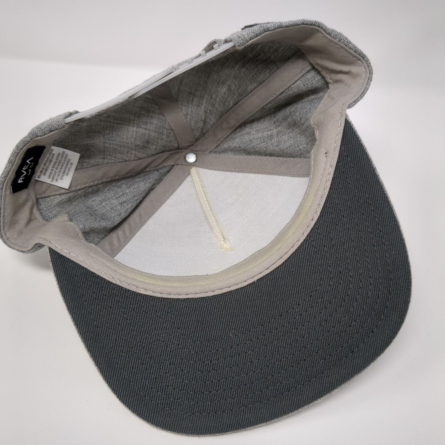 RVCA Snapback Hat Gray One Size Adjustable Mid Fit Lightweight 6 Panel