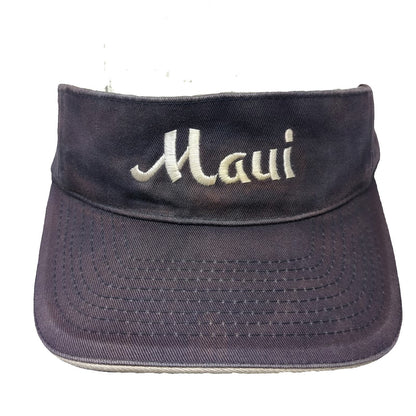 Visor Blue One Size Maui Script Embroidered Strapback Hat Contrast Piping Trim