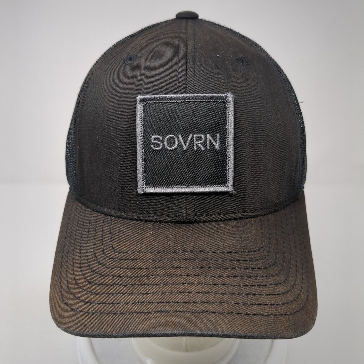 SOVRN Patch Snapback Trucker Hat Black One Size Mesh Back Adjustable