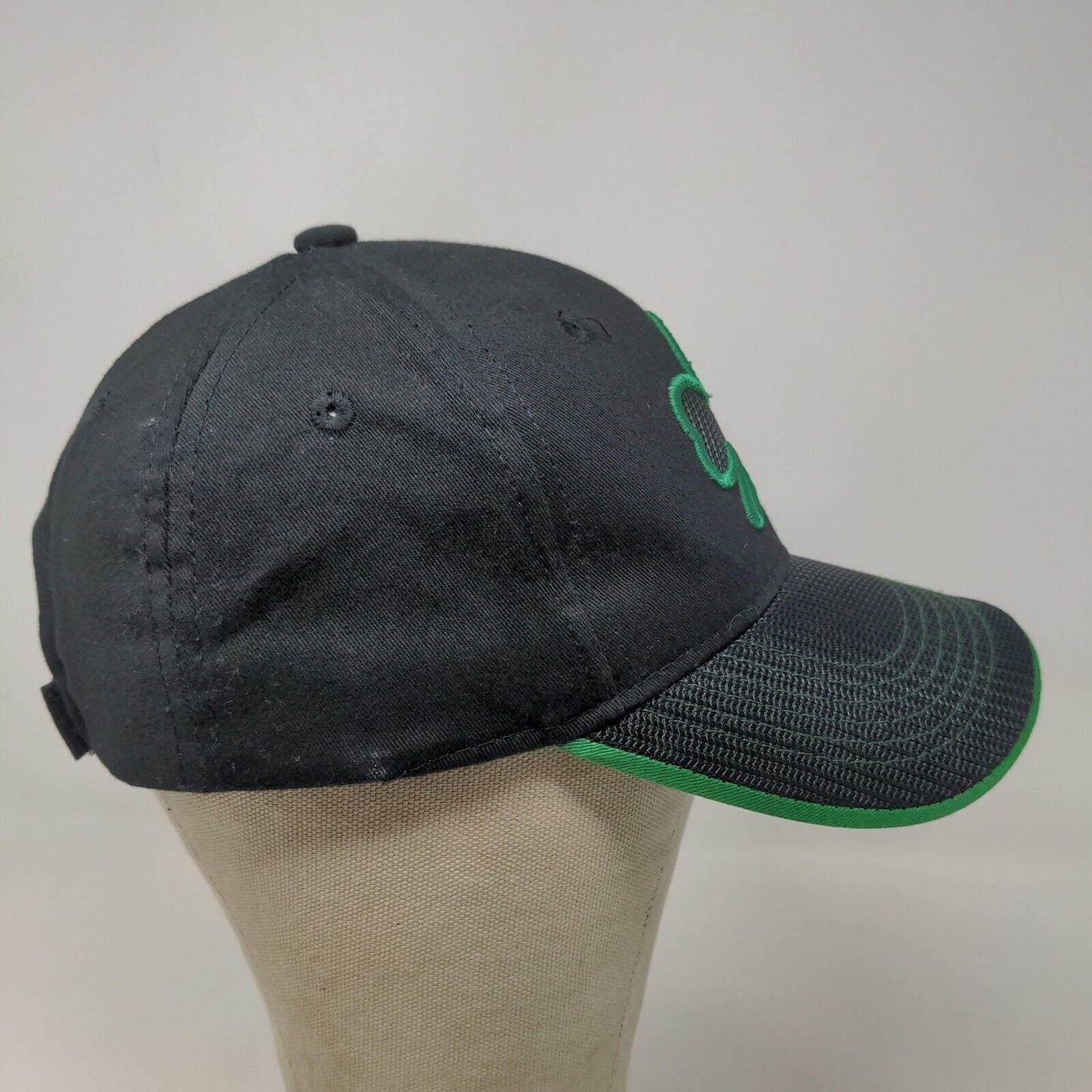 Unbranded Men's Strapback Hat Black Size OSFM Embroidered Clover Leaf Logo