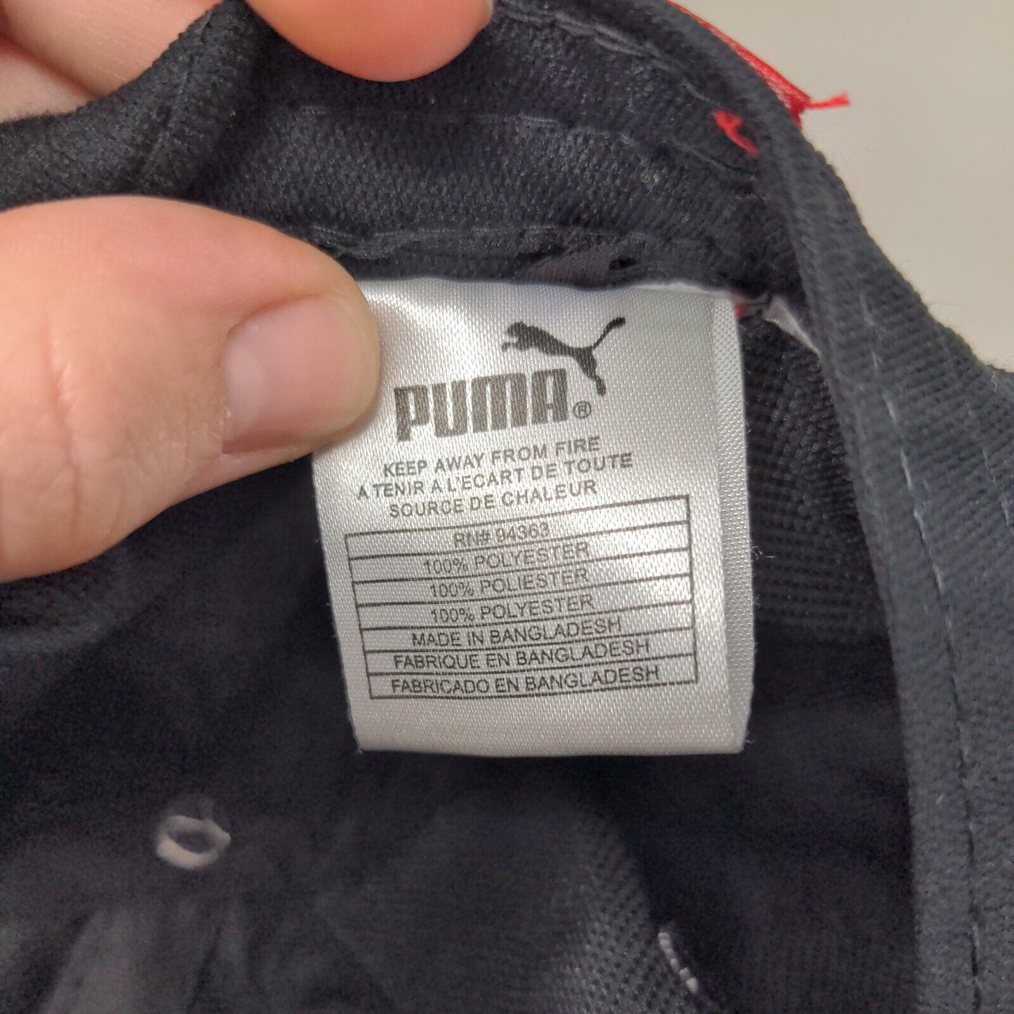 PUMA Strapback Hat Black One Size Embroidered Logo Adjustable Vent Holes