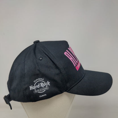 All Is One Knockout Cancer Hard Rock Pinktober Slideback Hat Black OS Adjustable