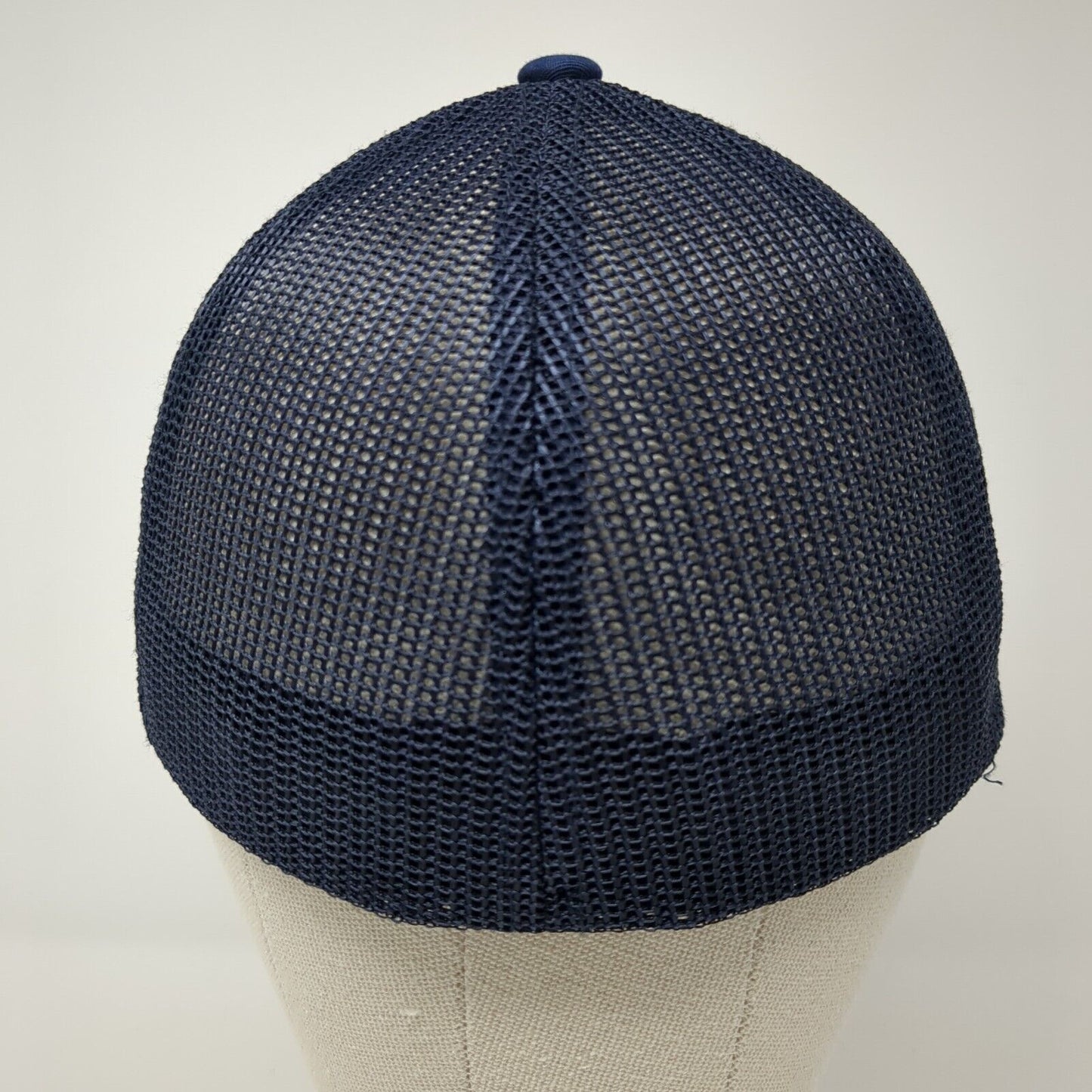 Flexfit Fitted Trucker Hat Blue One Size Mesh Back Embroidered 6 Panel Yupoong